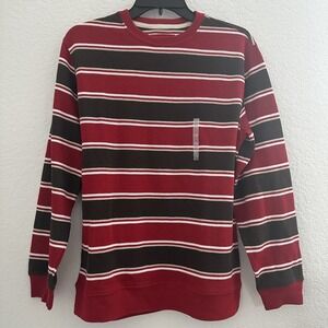 Old Navy Top Crewneck Boys XL(14)‎ Striped L/S Red Brown Casual Streetwear NWOT